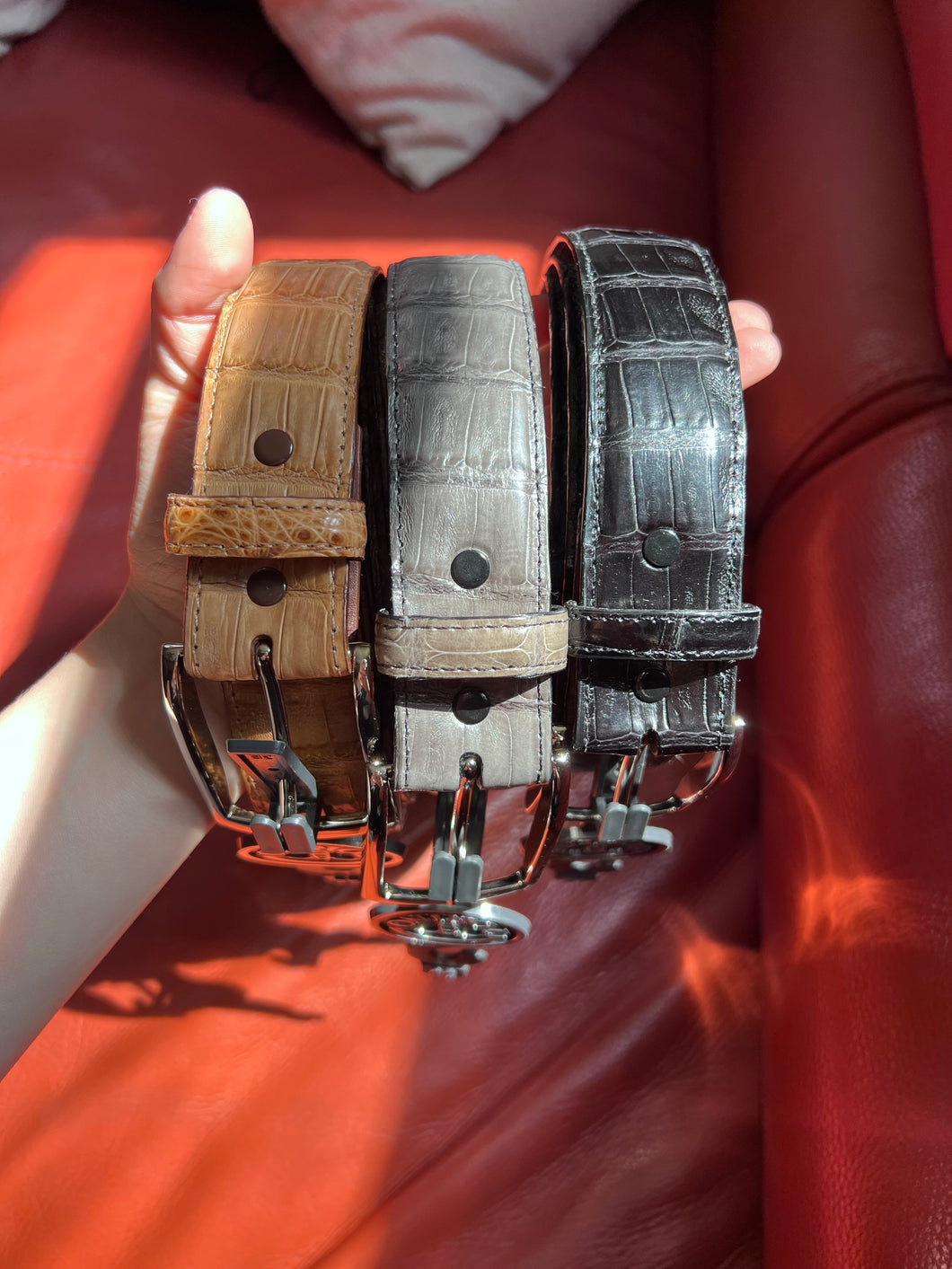 Genuine Caiman Leather Belts